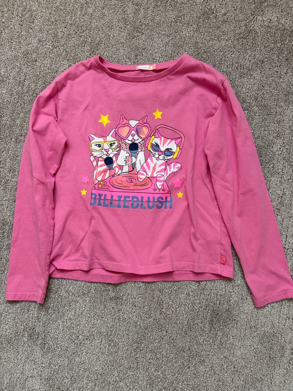 Billieblush Pink Long-Sleeve Tee with DJ Cat Trio Graphic